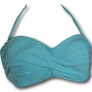 PilyQ Solid Dreamy Blue Goddess Bikini Turquoise Top Size:D NWT